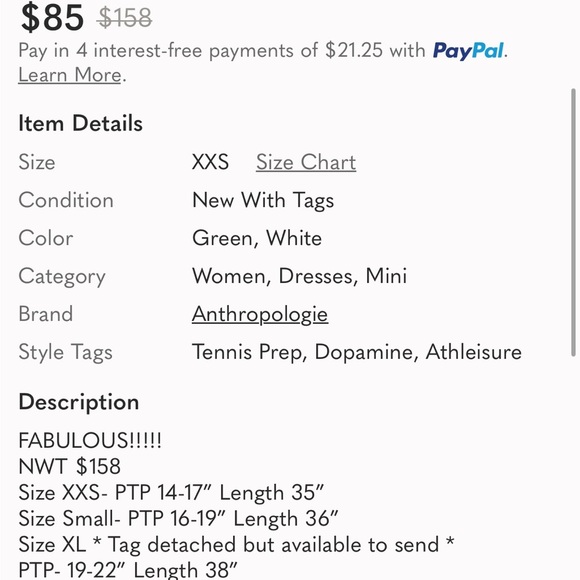 Mare Mare Anthropologie Short Sleeve Polo Dress Green White Stripes Size Small - Picture 10 of 11